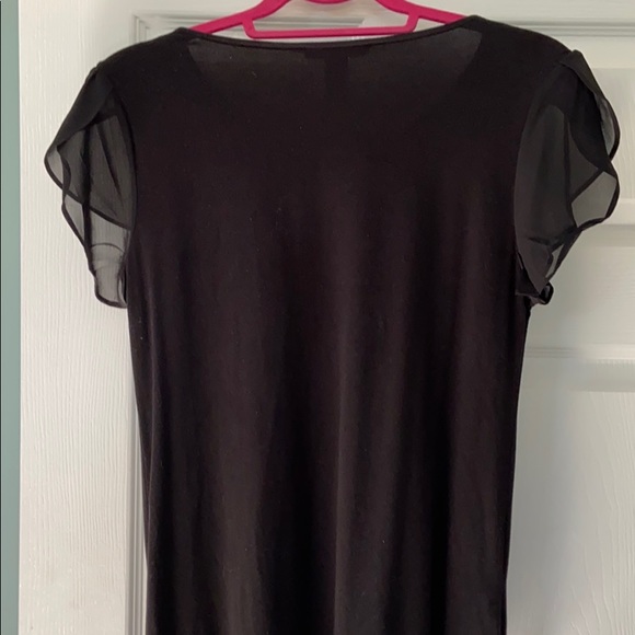 Black T-shirt with sheer detail on sleeves - Picture 3 of 3